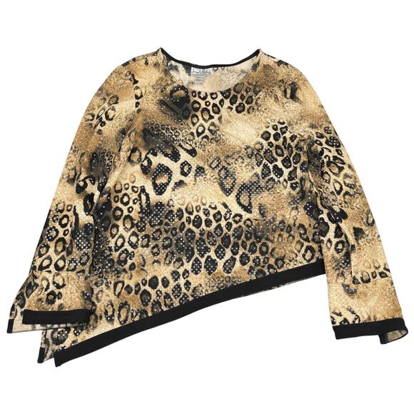 JOSEPH RIBKOFF Leopard Print Sequin 3/4 Sleeve Blouse Top Women's Sz 12 - Picture 3 of 8